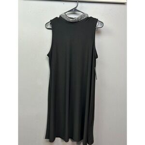 Tiana B Dress Womens Large Black Sleeveless Embellished Neck Beaded GNO LBD New